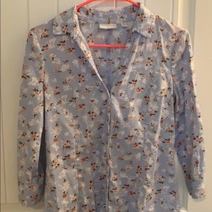 New York & Co 3/4 floral button down